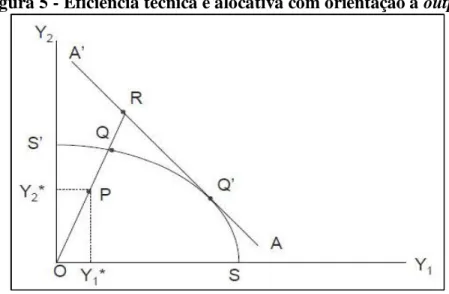 Figura 5 - Eficiência técnica e alocativa com orientação a output  