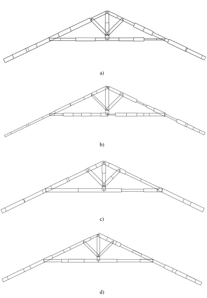 Figure  5:  Equivalent  cross  sections  used  in  the  structural  models:  a)  truss  #1;  b)  truss  #2; 