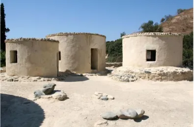 Figure 2.0.1 – Reconstructed structures in Choirokoitia, Cyprus   (theheritagetrust.wordpress.com) 