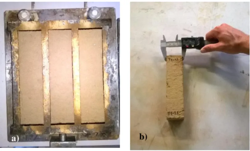 Figura 4.5  –  a) Retração no molde; b) Medição das  dimensões do provete 