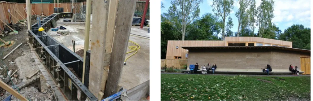 Figure 1. Earth building uses both new and old technologies, like this rammed earth in a recent project in London 