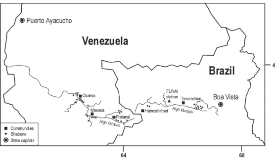 Fig. 1: location of the study areas in Brazil and Venezuela
