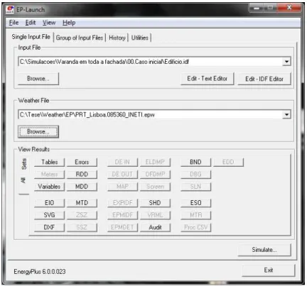 Figura 3.6 – Exemplo de interface do utilizador no EP-Launch do EPlus 