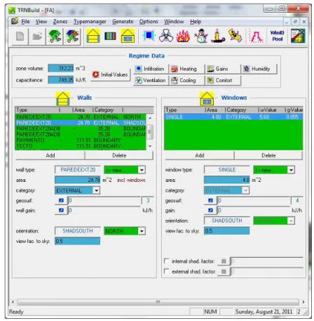 Figura 3.8 – Exemplo de interface do utilizador no TRNBuild do TRNSYS 