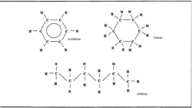 Figura 2.4 – Tipos de moléculas presentes no betume (Petersen 1984) 
