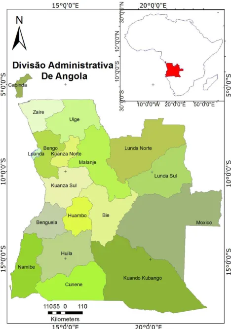 Figura 1.1:Mapa Político Administrativo de Angola 