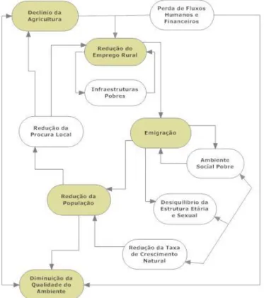 Figura 2.1 - Processo cumulativo de declínio de áreas rurais (fonte: adaptado de Figueiredo 2003) 