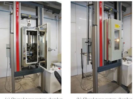 Figure 3.8: Temperature controled chamber during the tensile tests. General views.