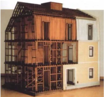 Figura 2.6  –  Modelo (1:10) da gaiola tridimensional de madeira, existente na Escola dos  Sapadores de Lisboa, Chelas [19] 