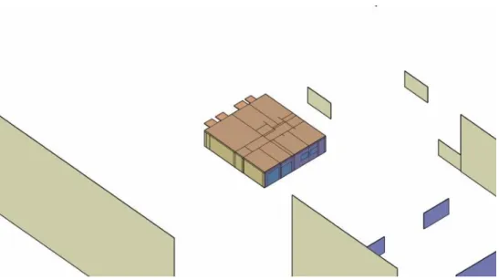 Figura 3.18- Vista nordeste da habitação estudada com a definição dos obstáculos. 