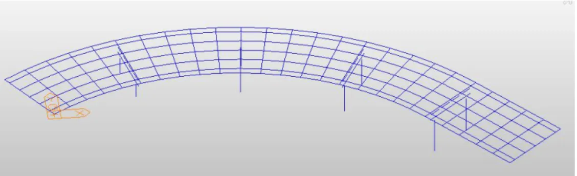 Figure 5.11 - Grillage model used for the Structural Assessment of Ashworth Viaduct
