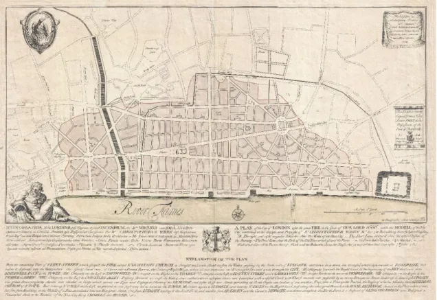 Figure 4.1  –  Christopher Wren urban plan proposal for London after the 1666 fire (Historic Urban Plans  Inc