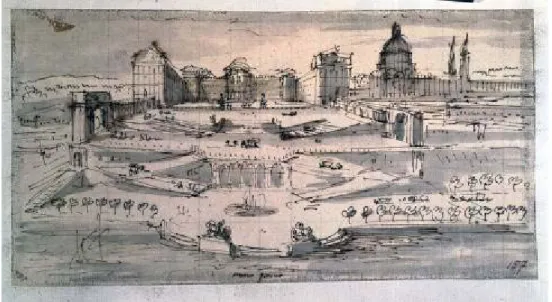 Figura 5 - Esquiços para um novo Paço Real e Basílica Patriarcal em Lisboa, Filippo  Juvarra, 1717 – Museo di Torino [4] 