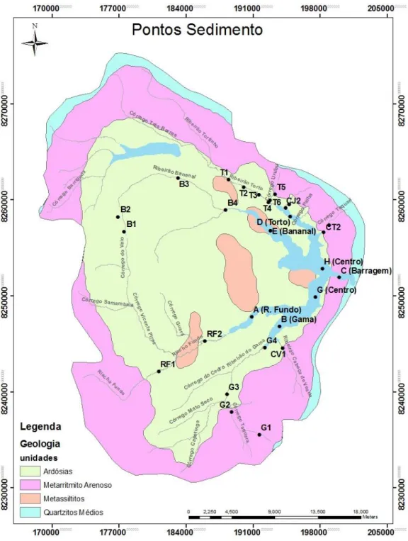 Figura 7. Localização dos pontos de coleta de sedimento 
