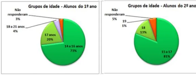 Figura 4  –  Distribuição dos alunos participantes da pesquisa por grupos de idade 