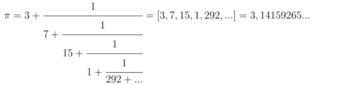 Tabela 2.1: A sequˆencia de truncamentos da raz˜ao ´aurea forma uma s´erie de Fibonacci para o numerador e o denominador.