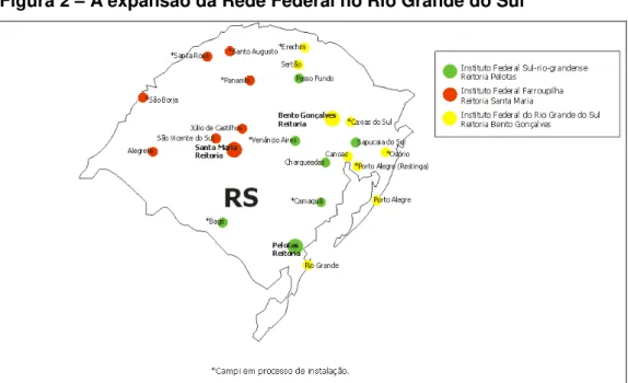 Figura 2  –  A expansão da Rede Federal no Rio Grande do Sul 