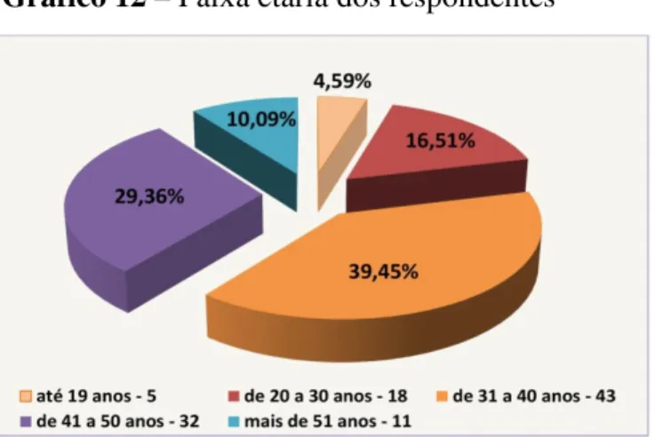 Gráfico 12 – Faixa etária dos respondentes 
