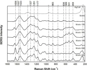 Fig. A.5  –  Normalized SERS spectrum of morin, with  increasing temperature ( λ exc =514).