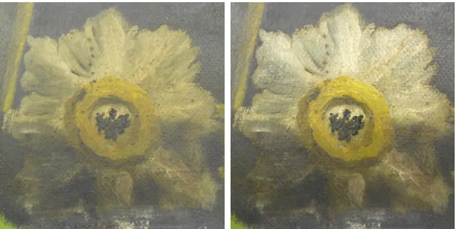 Figure 3 - Before (left) and after (right) surface cleaning images of a medal.