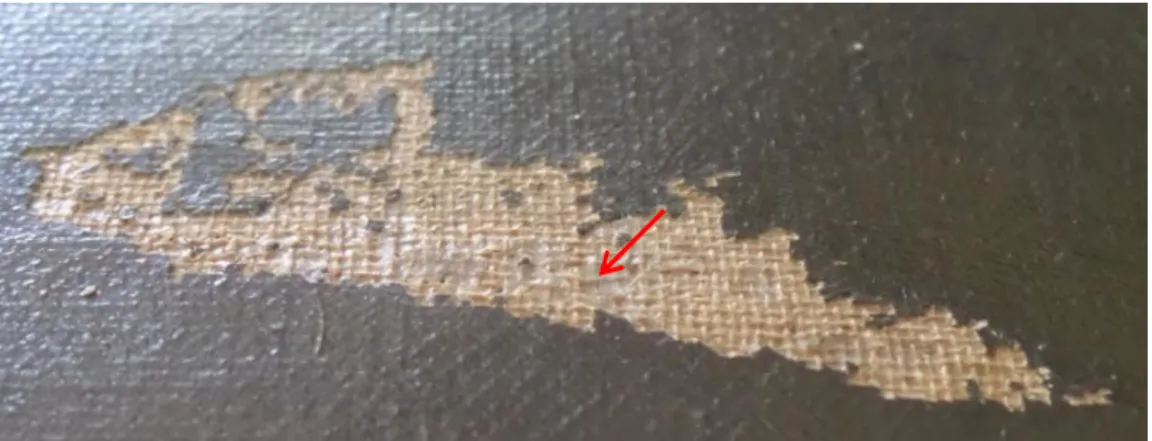 Figure 6- Appearance of damaged area after BEVA®371 + Kaolin fill material was applied.