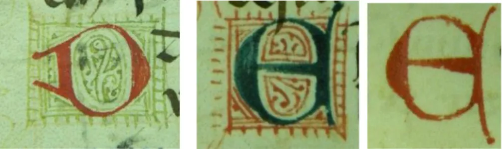 Figura I.11- Capitular vermelha  Figura I.12 – Capitular azul   Figura I.13 – Capitular sem fundo  fundo verde          fundo vermelho 