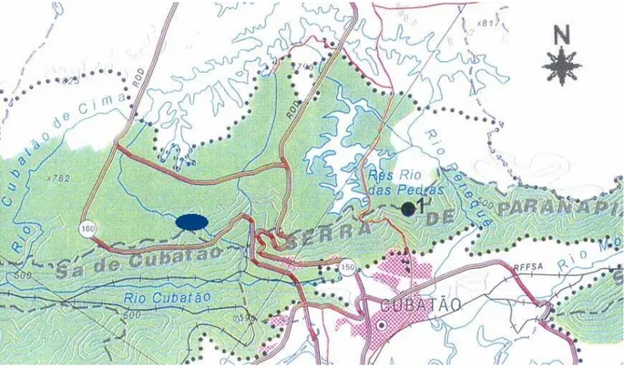 Figura 1 – Mapa de parte do Parque Estadual da Serra do Mar (SÃO PAULO, 2001). Escala: 1:200.000