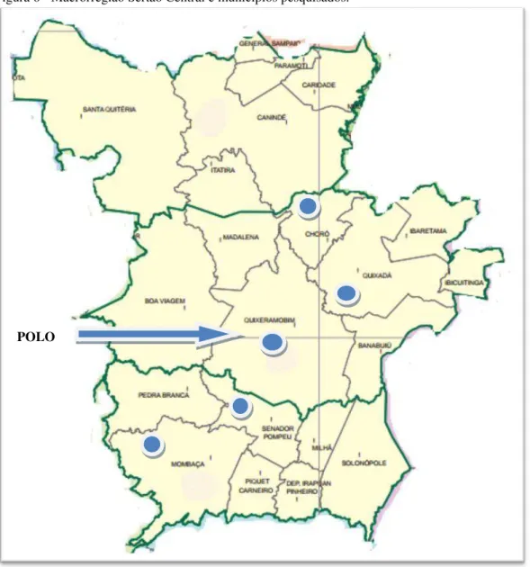 Figura 6 - Macrorregião Sertão Central e municípios pesquisados. 