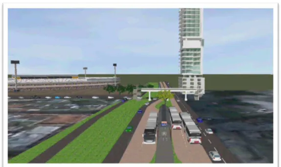 Figura 2-10: Configuração estação escalonada BRT –microsimulação  Fonte: Autoria própria