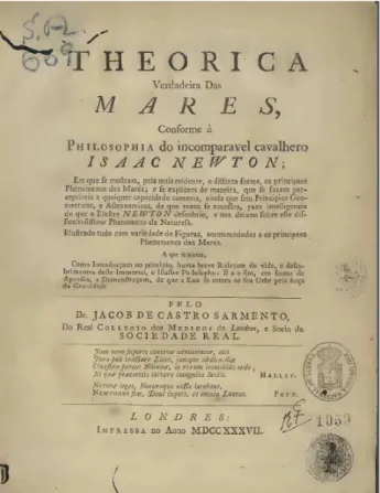 Figura 1: Folha de rosto da Theorica Verdadeira das Mares, 1737 