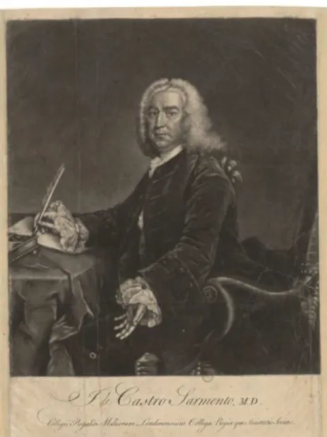 Figura  2.  Richard  Houston,  após  Robert  Edge  Pine,  Jacob de Castro Sarmento, 175?, gravura