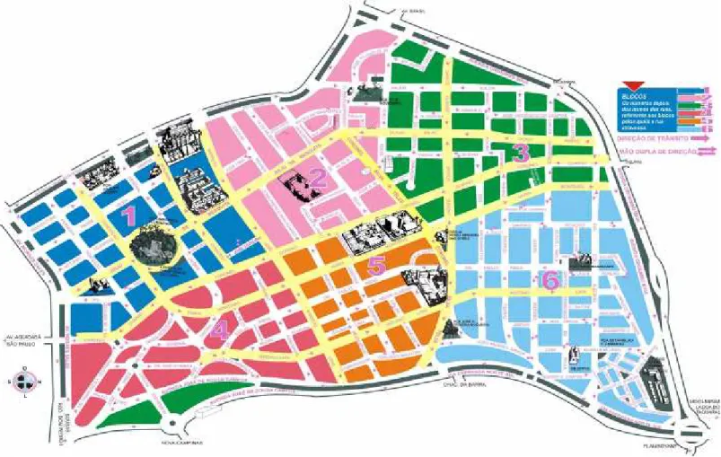 Figura 15 - Mapa com a divisão do bairro por setores utilizado para a realização do estudo 