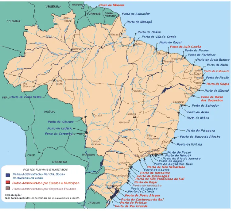 Figura 1: Portos Brasileiros  Fonte: ANTAQ, 2007 