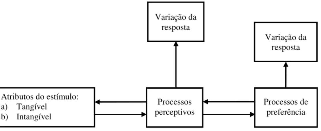 FIGURA 3 – Vínculos conceituais entre tangibilidade, percepção, preferência e  variação da resposta 