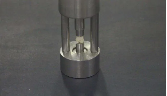 Figura 4: Peça adaptada para cimentação em eixo único com pressão de 1kg. 