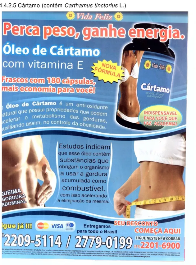 Figura 6  –  Propaganda de alimento contendo óleo de cártamo (78) 