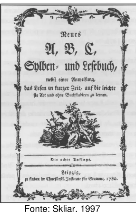 Figura 6  –  Capa do livro que reúne os escritos de Samuel Heinecke, um dos iniciadores do método  oral, publicado em Leipzig em 1780