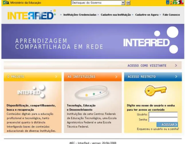 Figura 05 – Tela de acesso do INTERRED (http://interred.cefetce.br/) 