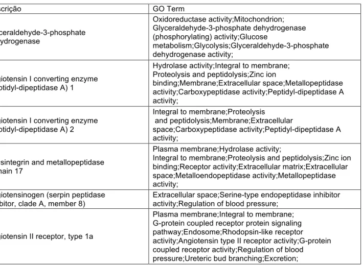 Tabela 1 – Lista de genes do microarray adotado no estudo 