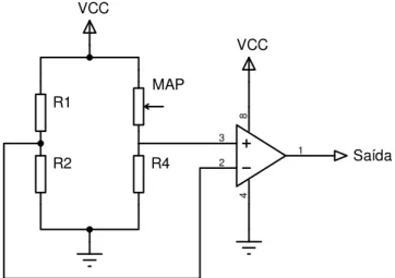 Figura 7 - Circuito eletrônico básico de condicionamento de sinal para o sensor MAP. 
