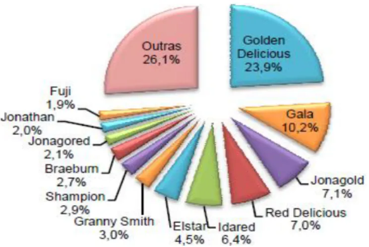 Figura 2.2 - Variedades de maçã mais produzidas nos 27 países da União Europeia (UE), no ano de  2008 (Santos, 2011)