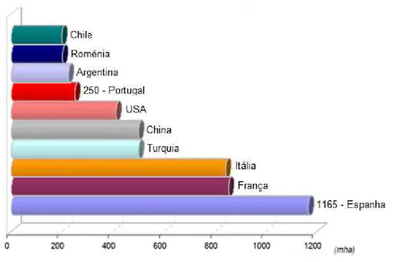 Figura 1.1. - Área de Vinha por País em 2008 (OIV 2009 a).