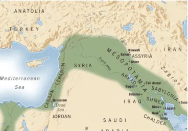 Fig.  1.1-  ‘Fertile  Crescent,’  in  green  (a  region  of  southwest  Asia  comprising the valleys of the Tigris, Euphrates and Jordan rivers.)