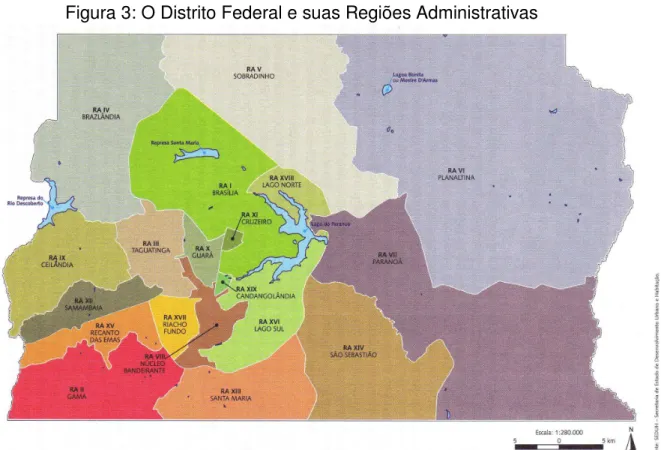 Figura 3: O Distrito Federal e suas Regiões Administrativas 