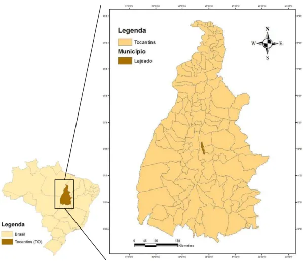 Figura 4.1 - Localização do município de Lajeado  – TO. 