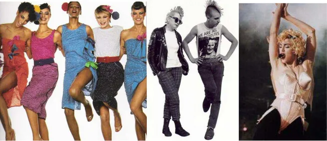 Figura 2.1.8: A Moda dos anos 1980: new waves, punks e Gaultier. 