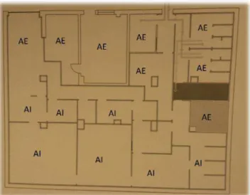 Figura 3.2 – Planta das Instalações. AE,  área externa; AI, área interna