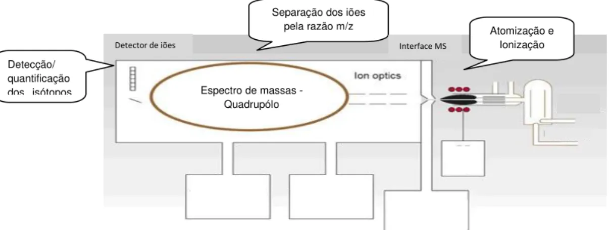 Figura 1. 2: Representação esquemática do sistema de funcionamento de um ICP-MS (Adaptado  de Ramón, F.R., 2014 ) 