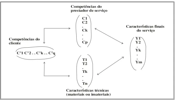 Figura 3: Serviços e produtos como um sistema de características e competências  Fonte: Gallouj (2002) 