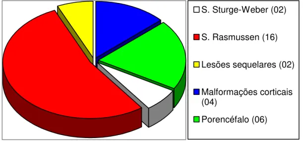 FIGURA 5. Distribuição dos grupos de doenças submetidas  à hemisferectomia no HC FMUSP no período entre 1980 e 